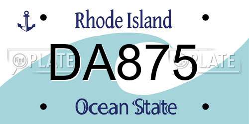 DA875 Rhode Island License Plate