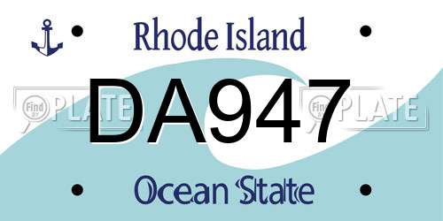DA947 Rhode Island License Plate