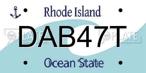 DAB47T Rhode Island License Plate
