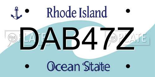 DAB47Z Rhode Island License Plate