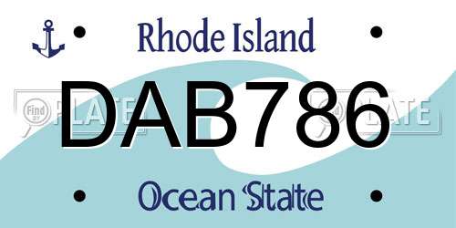 DAB786 Rhode Island License Plate