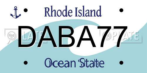 DABA77 Rhode Island License Plate