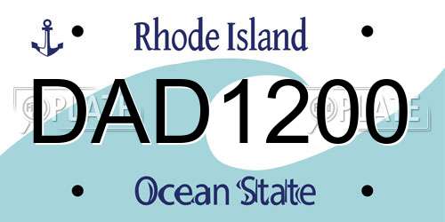 DAD1200 Rhode Island License Plate