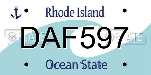 DAF597 Rhode Island License Plate