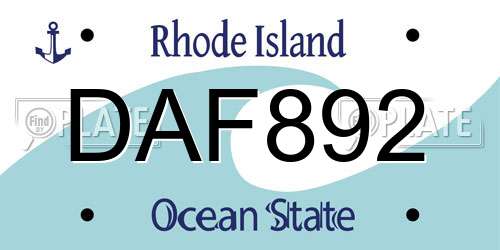 DAF892 Rhode Island License Plate