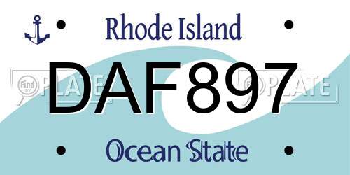 DAF897 Rhode Island License Plate