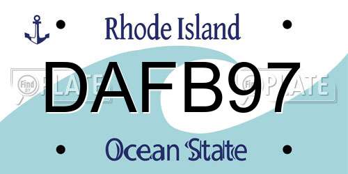 DAFB97 Rhode Island License Plate