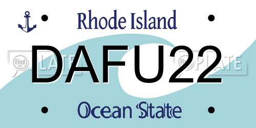 DAFU22 Rhode Island License Plate