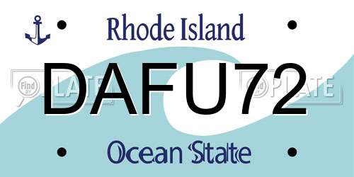DAFU72 Rhode Island License Plate