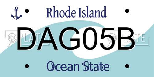 DAG05B Rhode Island License Plate