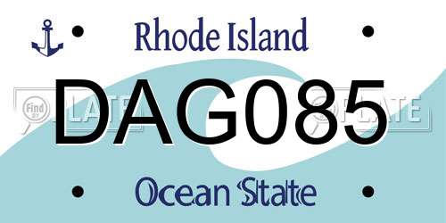 DAG085 Rhode Island License Plate