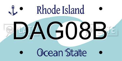 DAG08B Rhode Island License Plate