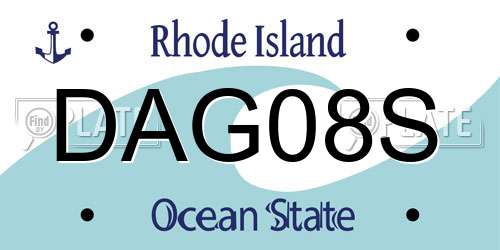 DAG08S Rhode Island License Plate