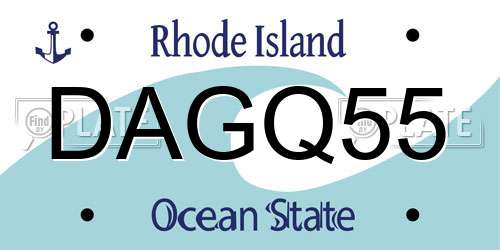 DAGQ55 Rhode Island License Plate