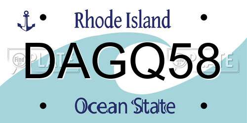 DAGQ58 Rhode Island License Plate