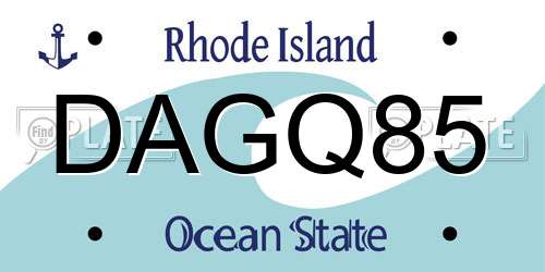 DAGQ85 Rhode Island License Plate