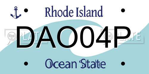 DAO04P Rhode Island License Plate