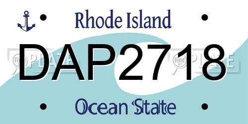 DAP2718 Rhode Island License Plate