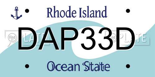 DAP33D Rhode Island License Plate