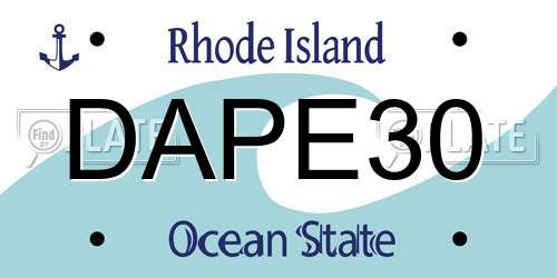DAPE30 Rhode Island License Plate