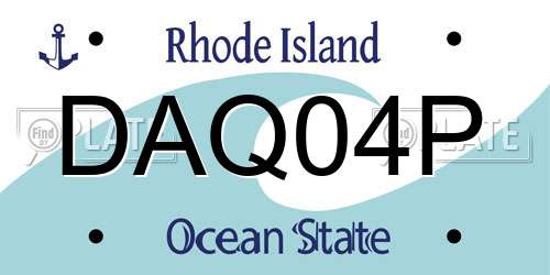 DAQ04P Rhode Island License Plate