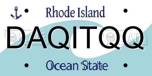 DAQITQQ Rhode Island License Plate