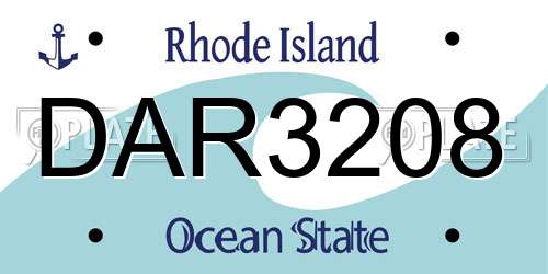 DAR3208 Rhode Island License Plate