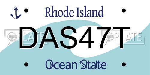 DAS47T Rhode Island License Plate