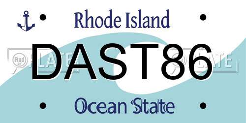 DAST86 Rhode Island License Plate