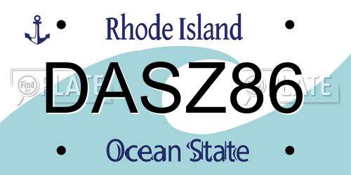 DASZ86 Rhode Island License Plate