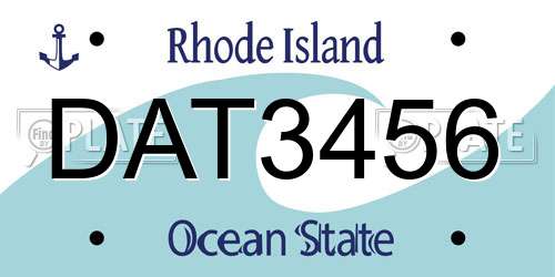 DAT3456 Rhode Island License Plate