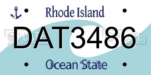 DAT3486 Rhode Island License Plate