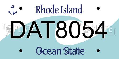 DAT8054 Rhode Island License Plate