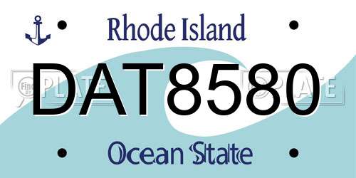 DAT8580 Rhode Island License Plate