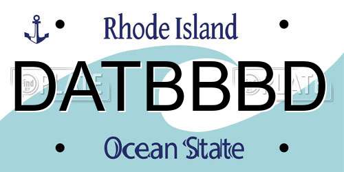 DATBBBD Rhode Island License Plate