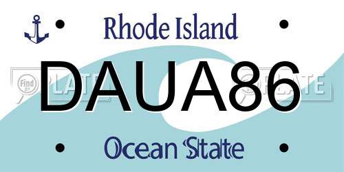 DAUA86 Rhode Island License Plate
