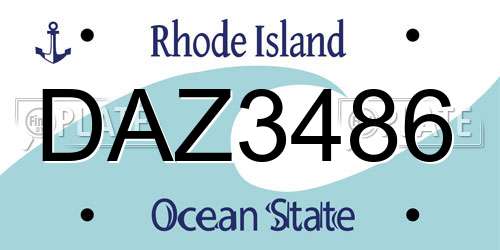 DAZ3486 Rhode Island License Plate