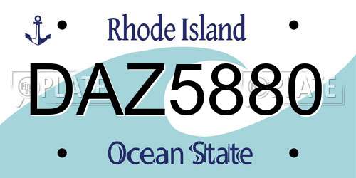 DAZ5880 Rhode Island License Plate