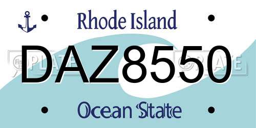 DAZ8550 Rhode Island License Plate
