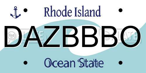 DAZBBBO Rhode Island License Plate