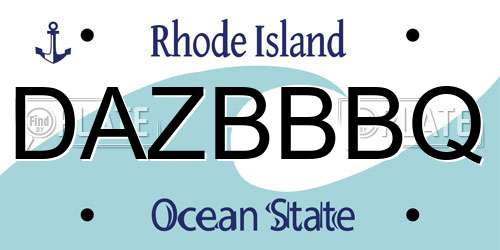 DAZBBBQ Rhode Island License Plate