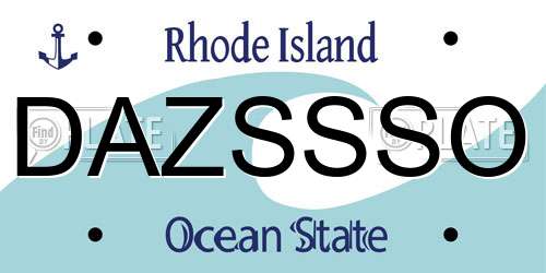 DAZSSSO Rhode Island License Plate