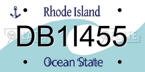 DB1I455 Rhode Island License Plate