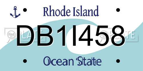 DB1I458 Rhode Island License Plate