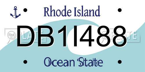 DB1I488 Rhode Island License Plate