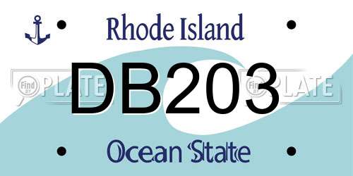 DB203 Rhode Island License Plate