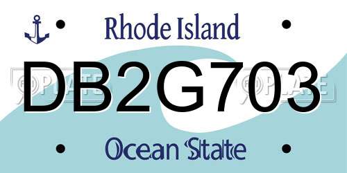 DB2G703 Rhode Island License Plate