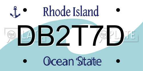 DB2T7D Rhode Island License Plate