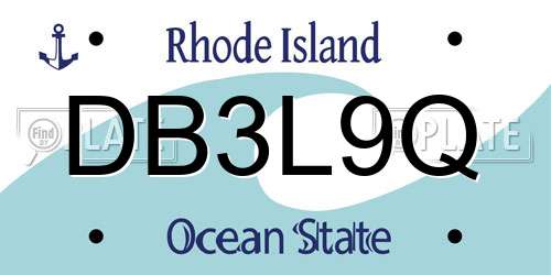 DB3L9Q Rhode Island License Plate