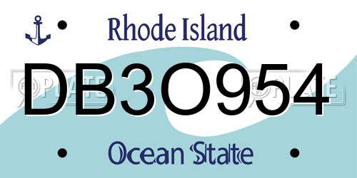 DB3O954 Rhode Island License Plate